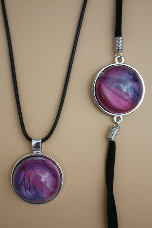 Hot Pink Necklace and Bracelet Set